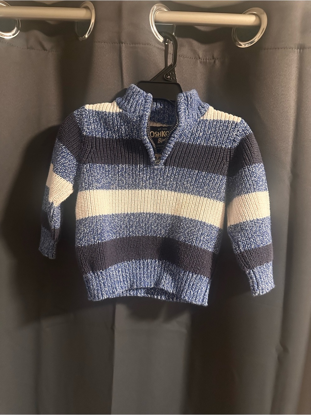 OshKosh B'gosh Navy, Light Blue & White Striped Zip-Up Sweater